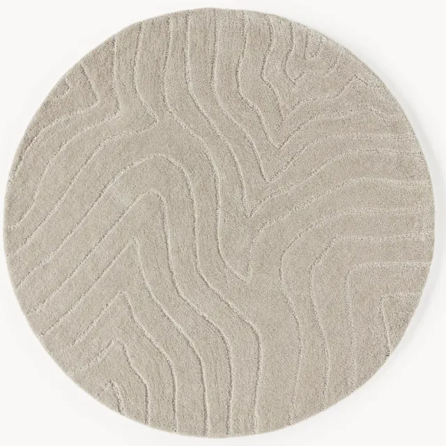Westwing Collection Rond handgetuft wollen vloerkleed Aaron Taupe