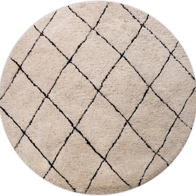 Giga Living Vloerkleed Rond 200cm - Zwart/Wit Geruit - Kleed Berlin - Giga Living