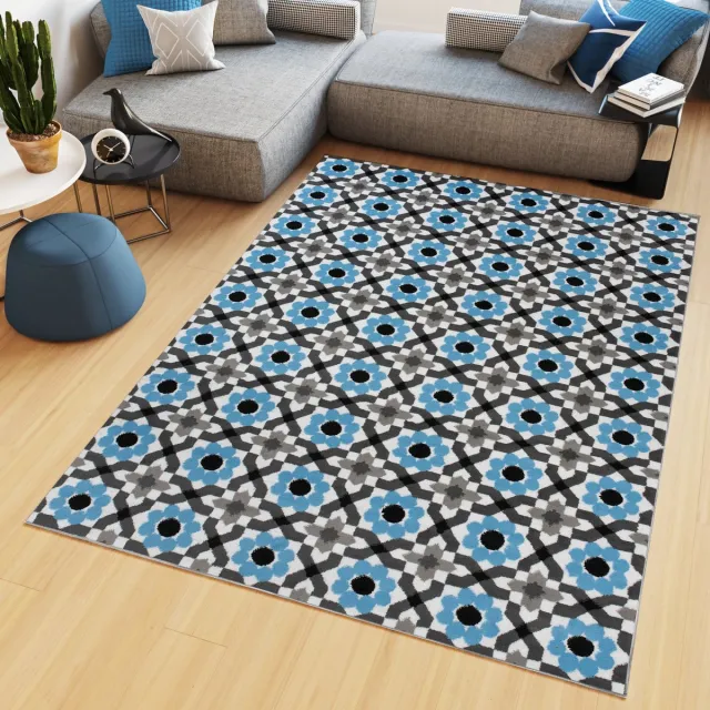 Tapiso Maya Vloerkleed Grijs Blauw Gebloemd Tapijten, foto 8