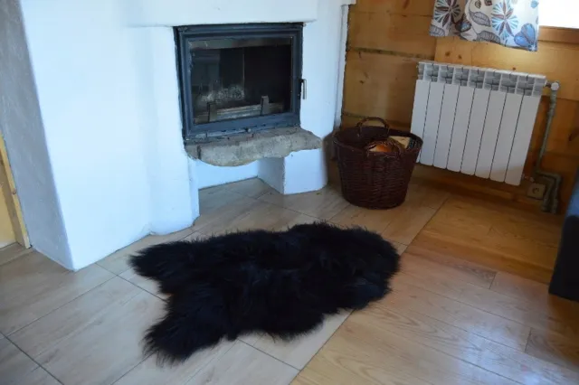 Tannery Sheepskin Kalskór IJslandse Schapenvacht Zwart/Wit Decoratief - 111-130cm