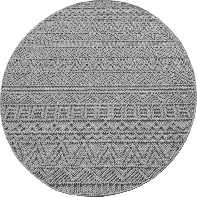 Ayyildiz Helix Boho Vloerkleed Grijs 200 cm rond – Effen Laagpolig Tapijt – Modern Bohemian Design voor Woonkamer en Slaapkamer