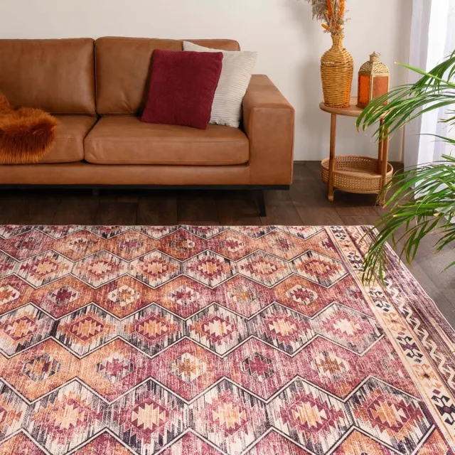 Tapeso Bohemian vloerkleed wasbaar - Moderna rood