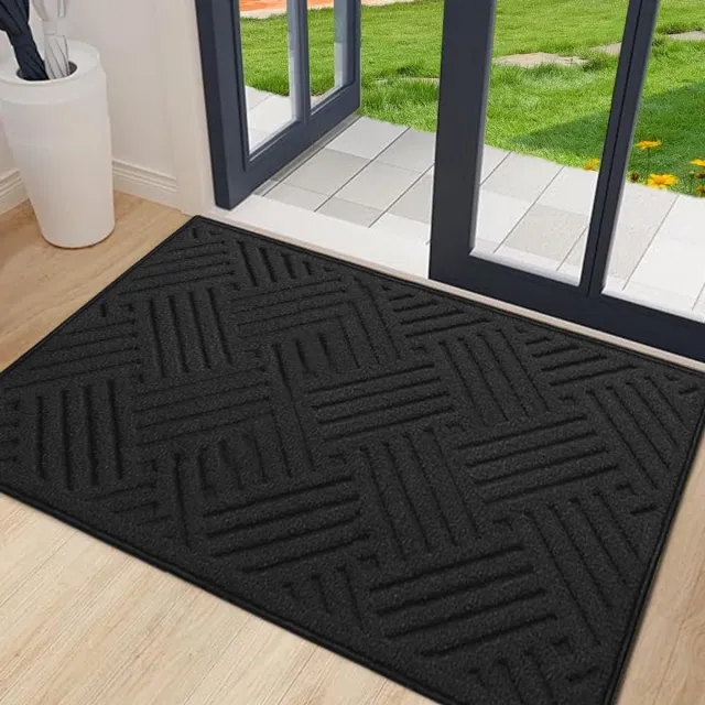 HAOLESHITE Binnendeurmat 50x80cm, Wasbare Deurmat, Waterdichte Deurmat, Hondendeurmat, Antislip Vuilvanger voor de Voordeur (Zwart 4)