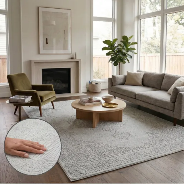 OZ HOME Elyse Vloerkleed Grijs - Modern Medaillon - 160x230 cm - Laagpolig 10 mm - Polyester/Polypropyleen - Jute Rug - Exclusief Premium Tapijt Elyse Medaillon (Grijs)