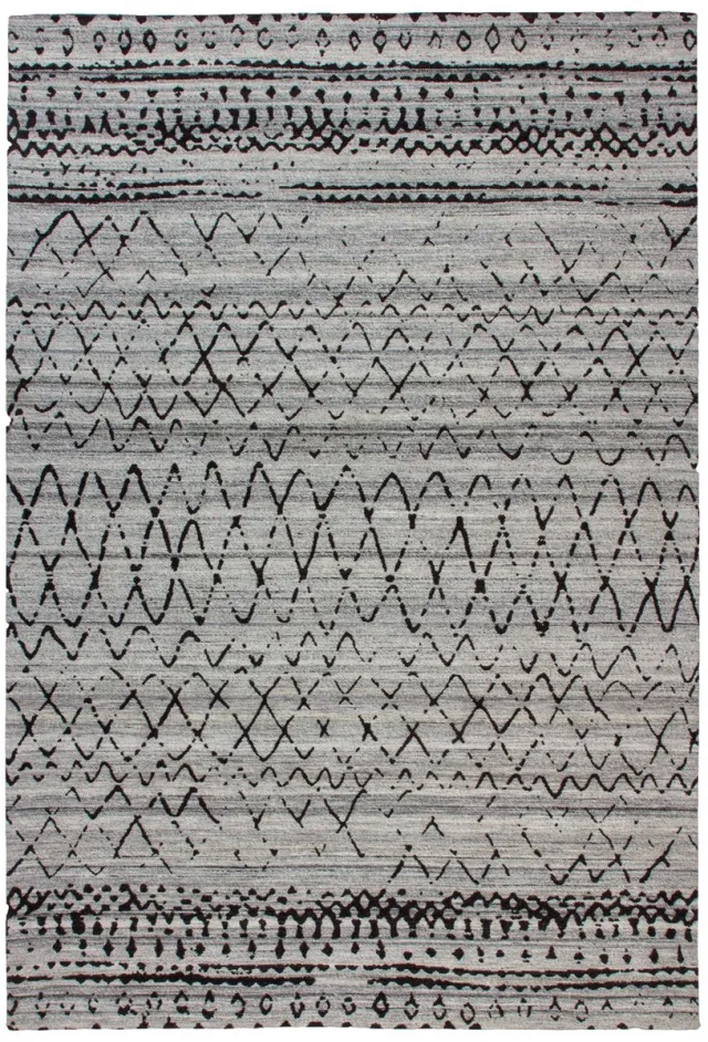 Padiro stijlvol laagpolig vloerkleed 160 x 230 cm - lichtgrijs - geometrisch boho-patroon - voor vloerverwarming - van wol, polyester en katoen