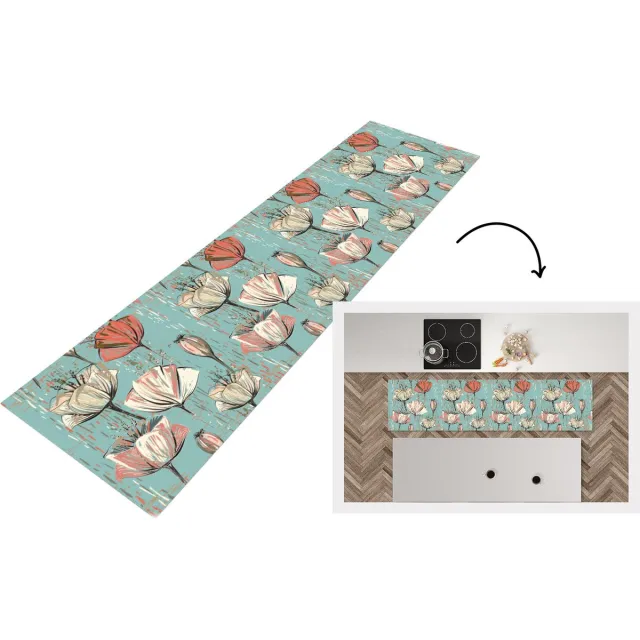 KitchenYeah Keukenloper - Loper keuken - Vintage - Bloem - Flora - Keukenloper vinyl multicolor, foto 7
