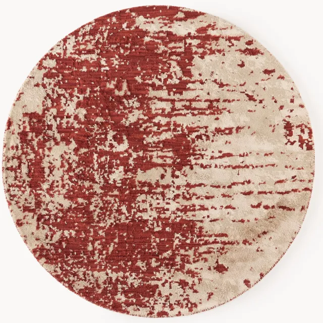 Westwing Collection Rond wollen vloerkleed Cynthia met abstract patroon, handgeweven Rood