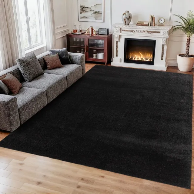 Muratap Comfy Soft - Effen Vloerkleed Wasbaar Uni Zwart