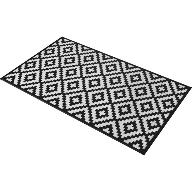 TWC Buitenkleed 120x180 cm - Campingkleed – Picknickkleed – Tuintapijt - Buitentapijt - Vloerkleed - Tuinkleed zwart wit
