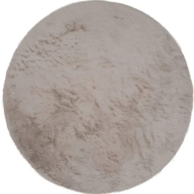Veer Carpets Vloerkleed Morbido Nature - Rond ø230 cm - Extra Hoogpolig Fluffy Vloerkleed in Scandinavische / Hotel Chique Stijl Taupe