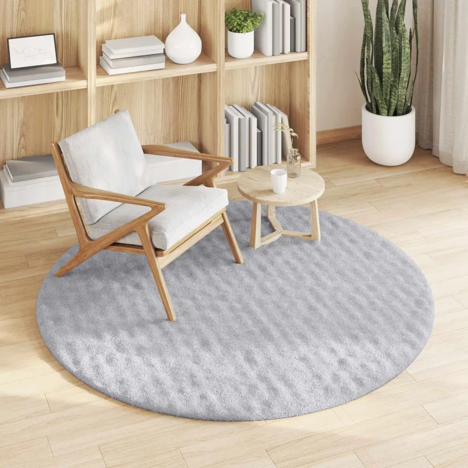 vidaXL Vloerkleden Rond SIROLO Grijs Ø 120 CM Polyester, foto 3