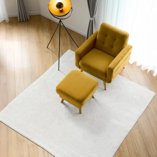 Tapiso Agra Square Vloerkleed Creme Hoogpolig Zacht Vierkant Tapijt Woonkamer Creme - Vierkant