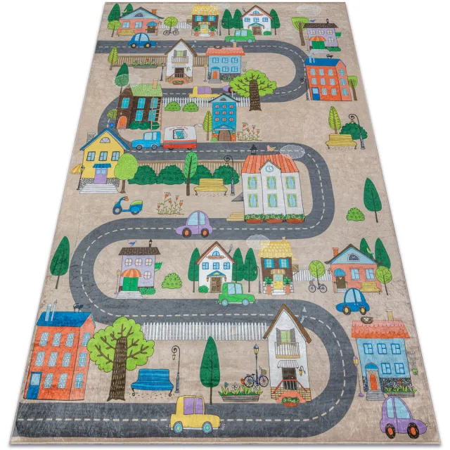 RUGSX Kleden Rugsx BAMBINO 34600 tapijt wasbaar Stad dieren voor 200x290 cm Beige