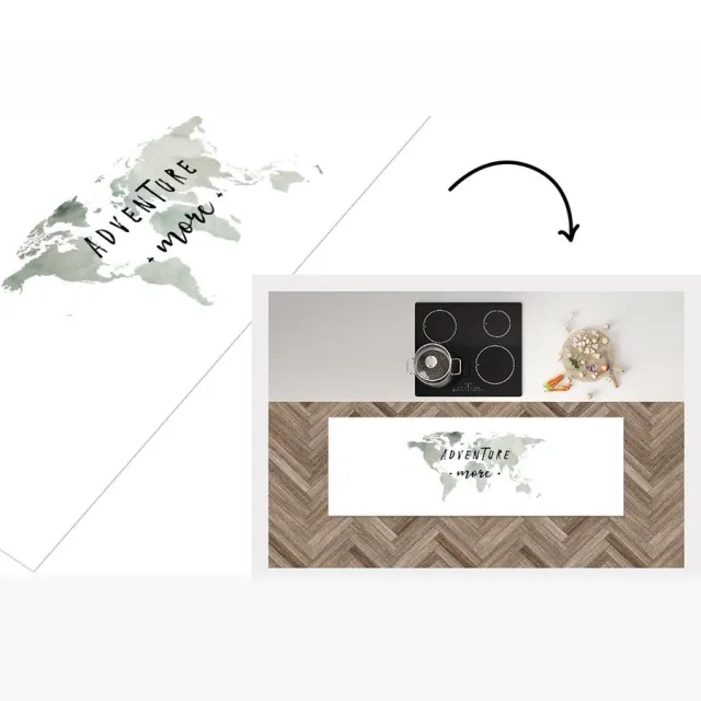 KitchenYeah Keukenloper - Loper keuken - Wereldkaart - Aquarelverf - Quotes - 180x60 cm - Keukenloper vinyl Multicolor