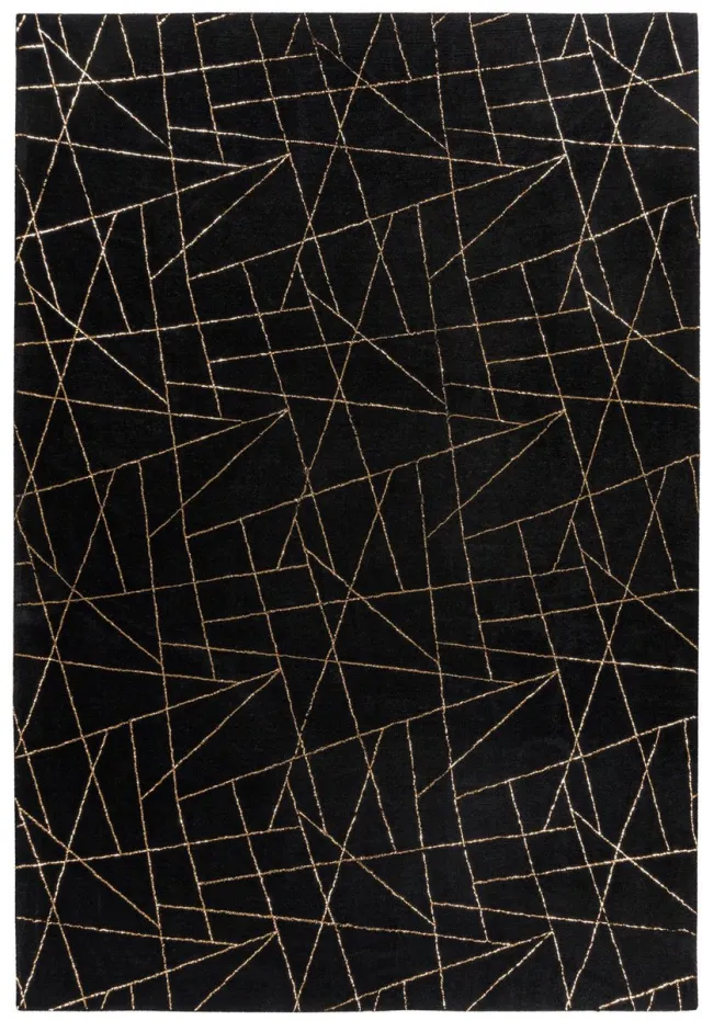 Padiro design laagpolig vloerkleed 120 x 170 cm - donkergrijs - modern abstract ontwerp - voor vloerverwarming - van polyester en katoen