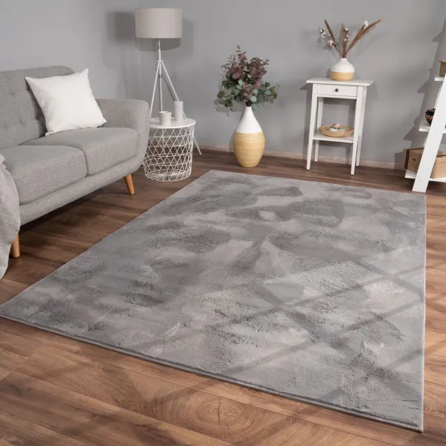 TT Home Woonkamer hoogpolig tapijt imitatiebont moderne effen kleuren pluizig zacht 60 x 90 cm Rechthoek 60 x 90 cm Rechthoek antraciet