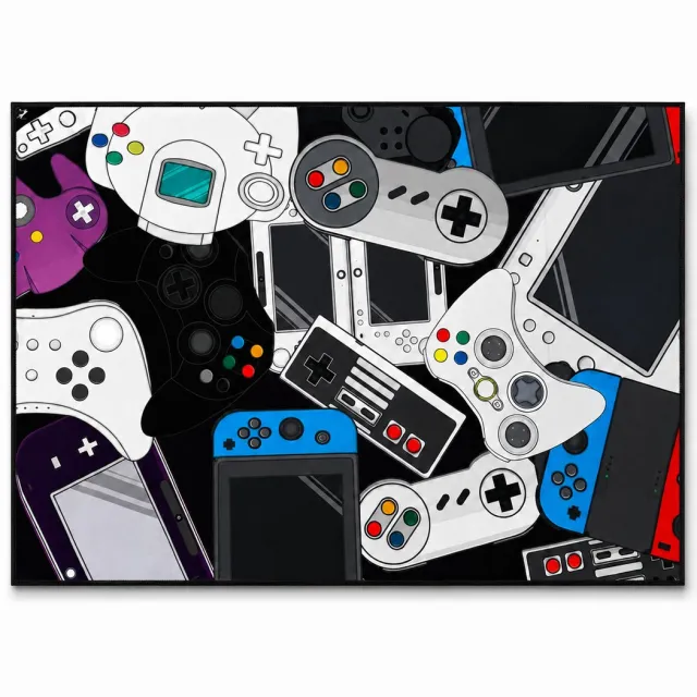 ZoeZo Design ZoeZo Gaming Controller Vloerkleed Kinderkamer XL - Zacht Speelkleed - Speelkamer - 100 x 150 cm - Paars/Zwart