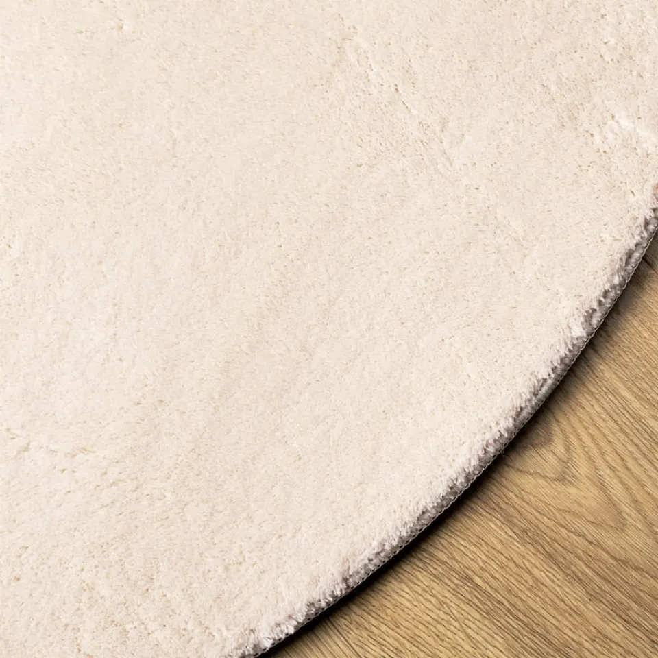vidaXL Vloerkleed HUARTE laagpolig zacht wasbaar Ø 80 cm beige, foto 4