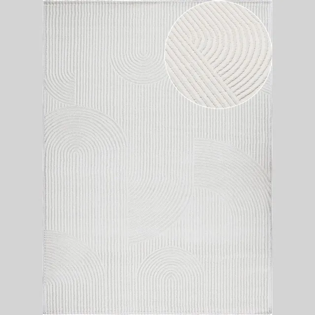 flycarpets Nara Modern Japandi Stijl Vloerkleed - Creme - Laagpolig Tapijt