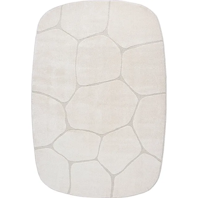 Mia´s Teppiche Mia’s Teppiche Atlas – modern vloerkleed met natuursteen-patroon, 3D structuur, zacht & onderhoudsvriendelijk, crème, 160 x 230 cm ovaal