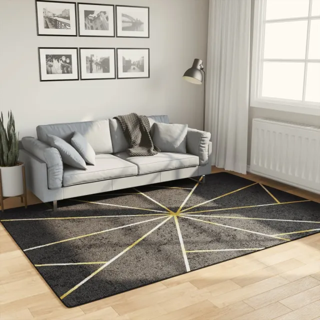 vidaXL Vloerkleed wasbaar anti-slip 160x230 cm zwart en goudkleurig, foto 2