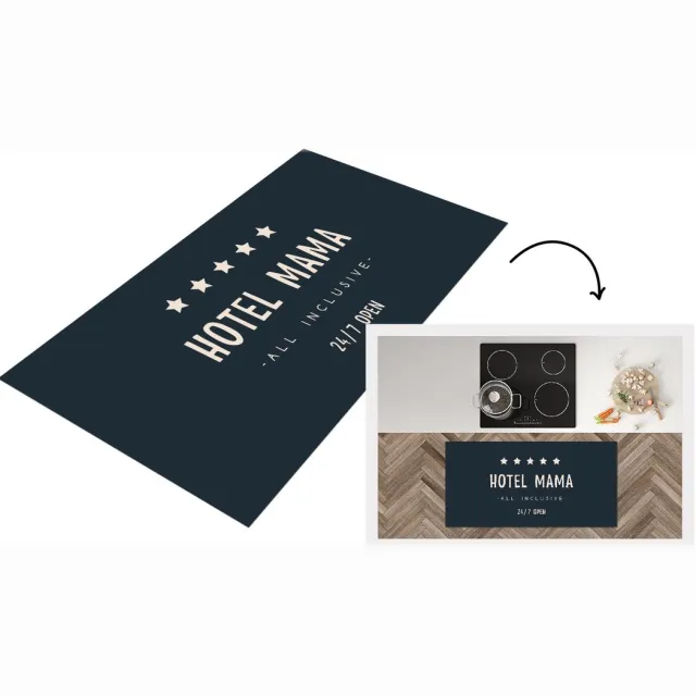 KitchenYeah Keukenloper - Loper keuken - Spreuken - Hotel mama all inclusive 24/7 open - Mama - Quotes - Keukenloper vinyl Multicolor