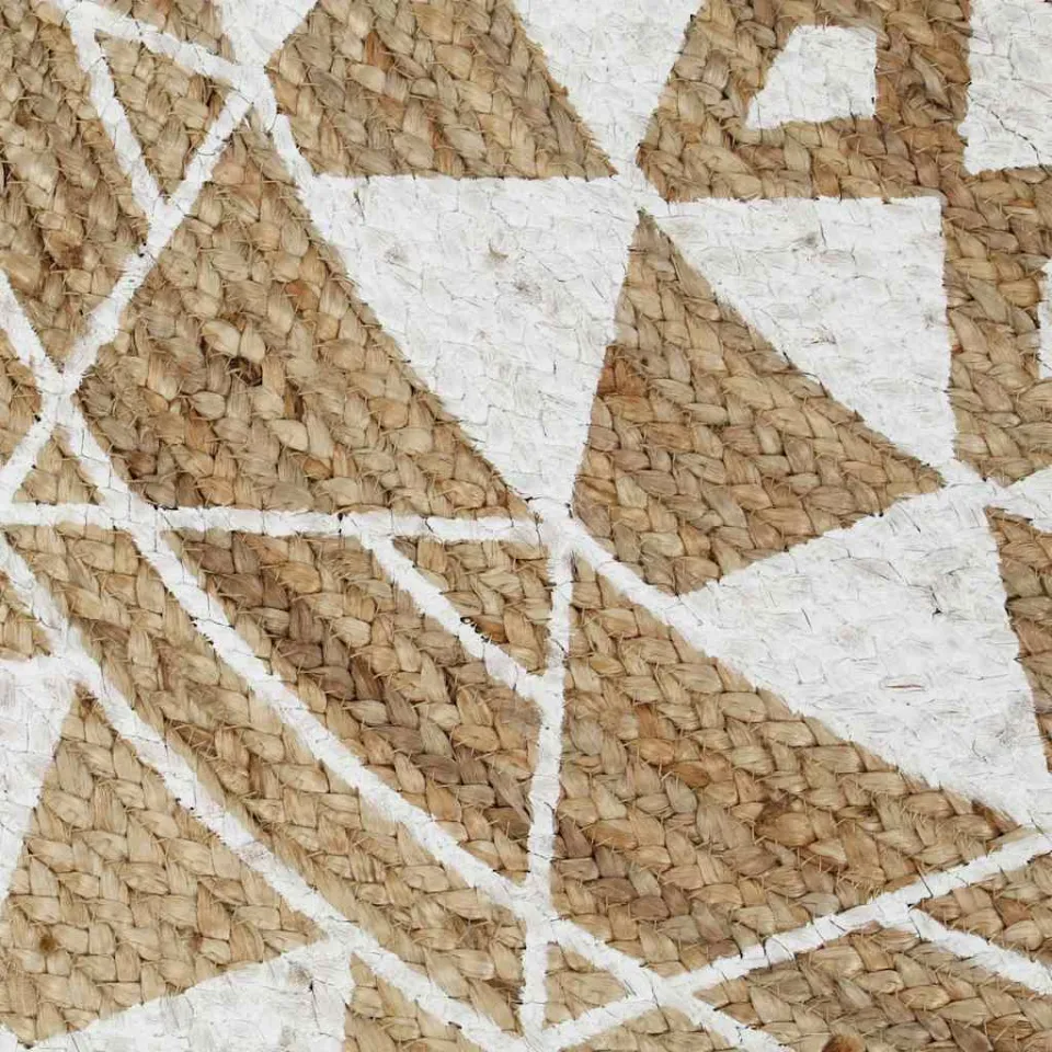 vidaXL Vloerkleed handgemaakt met witte print 120 cm jute, foto 4