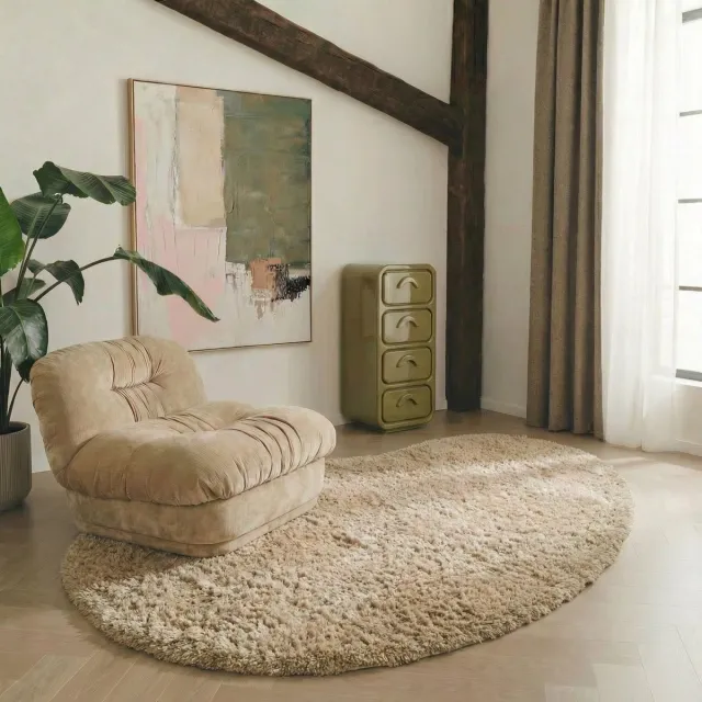 MrCarpet Organisch Hoogpolig vloerkleed Beige teddy 160x230cm mrcarpet