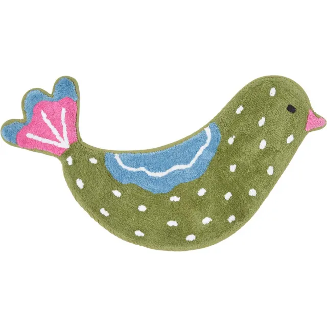 Homescapes kindervloerkleed groene vogel 100% katoen