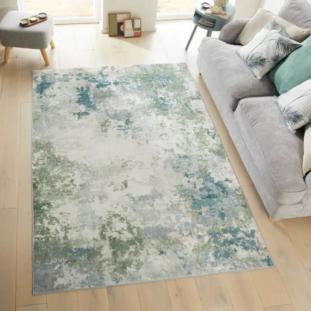 Concept Looms Liberty LIB109 Seafoam Vloerkleed - 120 x 180 cm - Veelkleurig,Groen - Rechthoekig - Polyester - Woonkamer, Eetkamer, Slaapkamer, Keuken - Abstract - Wasbaar, Modern