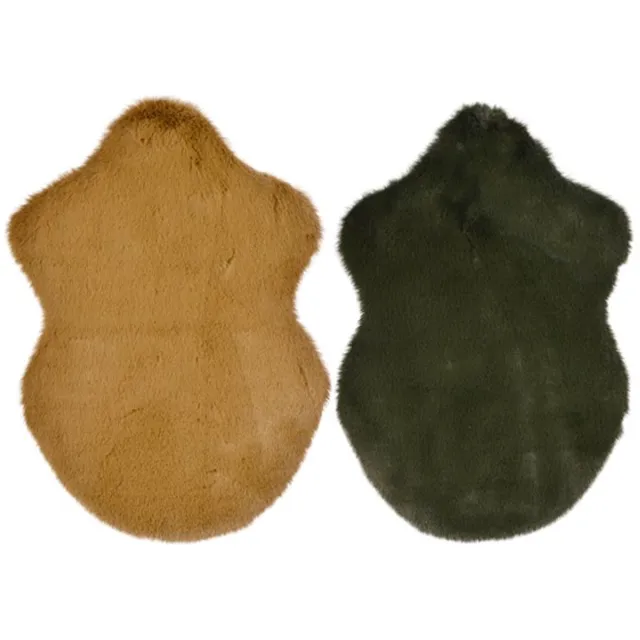 Home Textiles Kaemingk Home Textiles Serie - Vloerkleed Shaggy - Faux Konijnenbont - 38x55 cm - Butelkleurige Groene en Toffiekleur Butelkleurig Groen;Toffiekleur