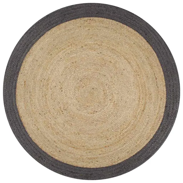 vidaXL Vloerkleed handgemaakt met donkergrijze rand 120 cm jute Grijs