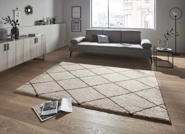 Mint rugs Vloerkleed ruiten - Feel crème/koperbruin 80x150