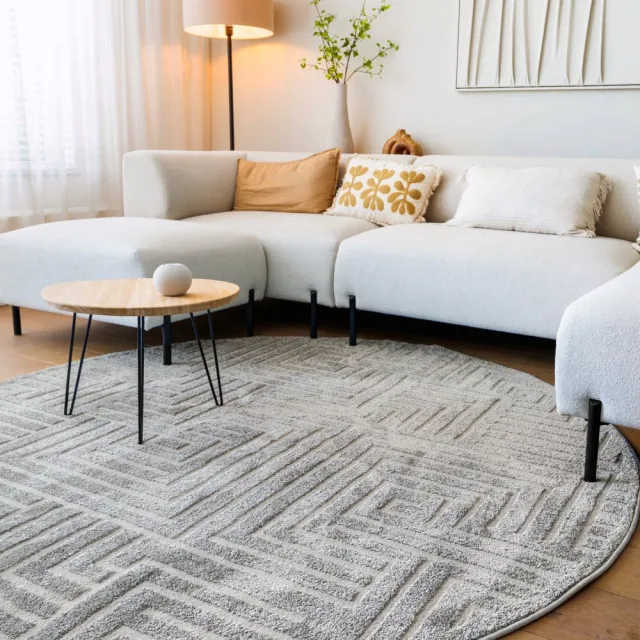 Nordic Weavers Rond vloerkleed Scandinavisch - Contour Gem grijs 100