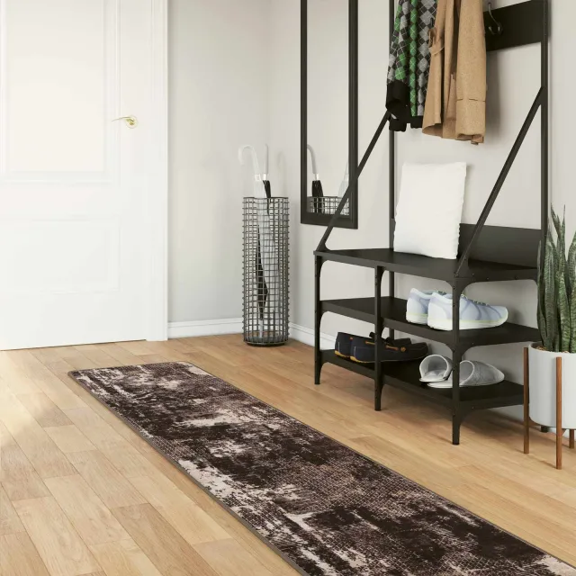 vidaXL Vloerkleedloper MARSA Zwart en Wit 50 x 250 cm Polyester en PVC, foto 2
