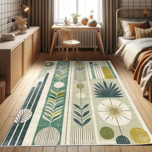 ABAKUHAUS Vloerkleed - Woonkamer Tapijt - modern – 60 x 152 cm – Hoogpolig – kalfsblauwgroen