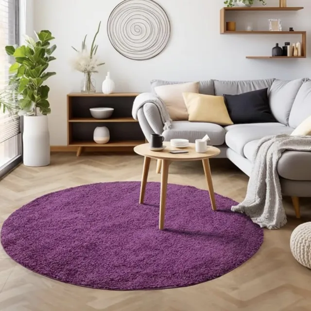 Muratap Basic Rond Shaggy vloerkleed Paars Hoogpolig- 200 CM Ø