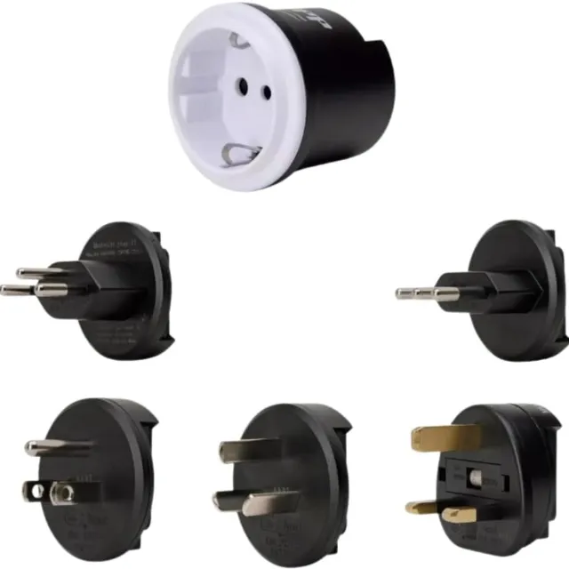 Kopp Universele Reisadapter - Wereldwijde stroomadapter voor meer dan 150 landen - Compatibel met de VS, VK, CH, AUS, CN - Internationale reisstekkeradapter (alle) Zwart