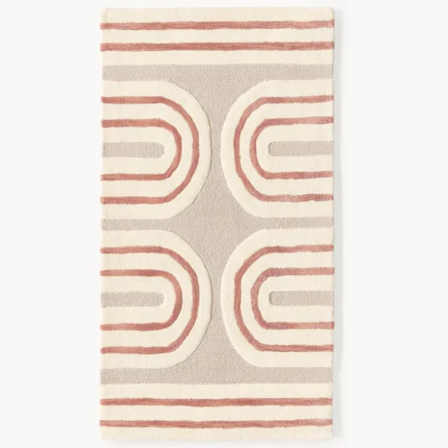 Westwing Collection Handgetuft wollen vloerkleed Arne Beige, Terracotta