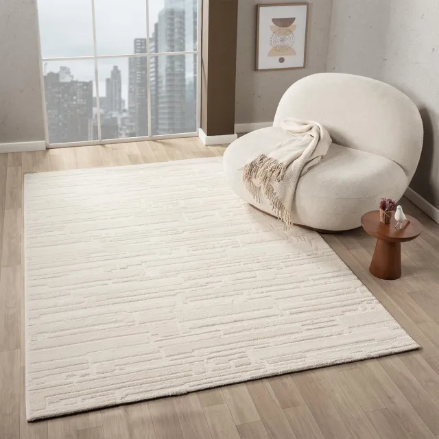 Ibenzoa Vloerkleed met Moderne Steenlook en 3D Effect voor Sfeervolle Interieurs wit