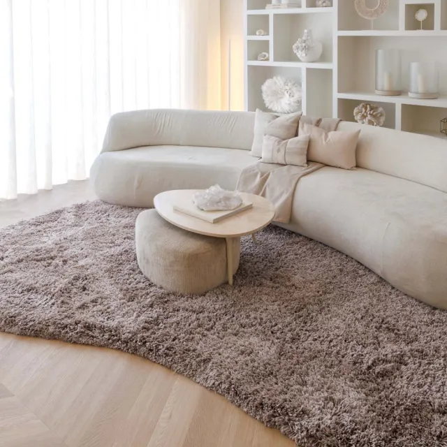 Nordic Weavers Organisch vloerkleed shaggy - Sveve zandkleur 150x230
