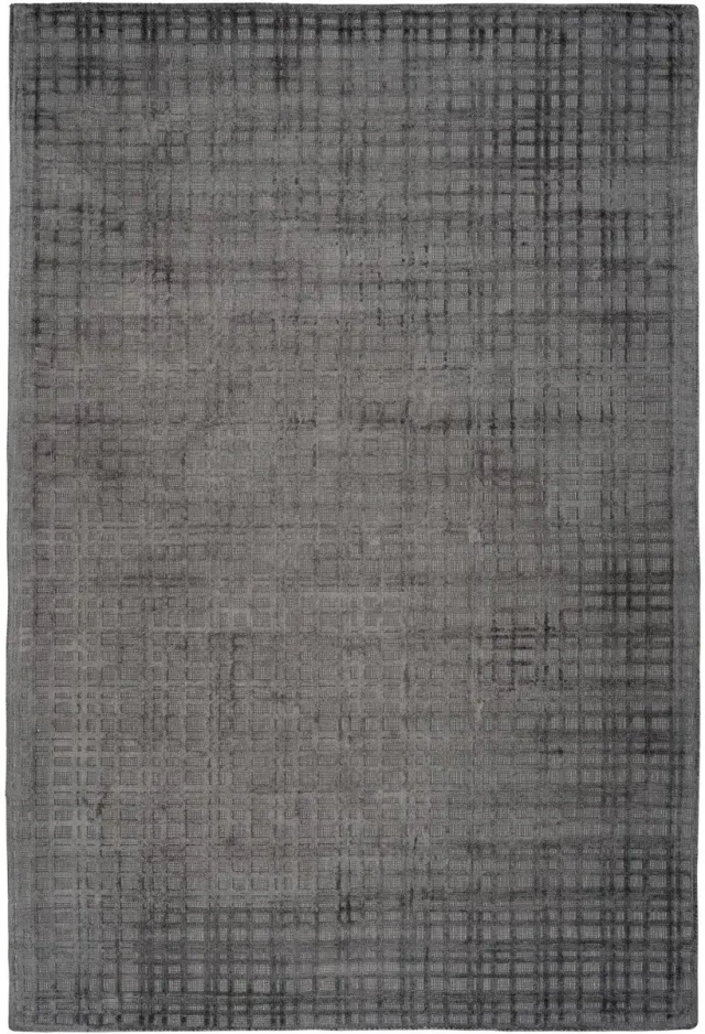 Padiro stijlvol laagpolig vloerkleed 120 x 170 cm - donkergrijs - modern effen ontwerp - voor vloerverwarming - van viscose en katoen