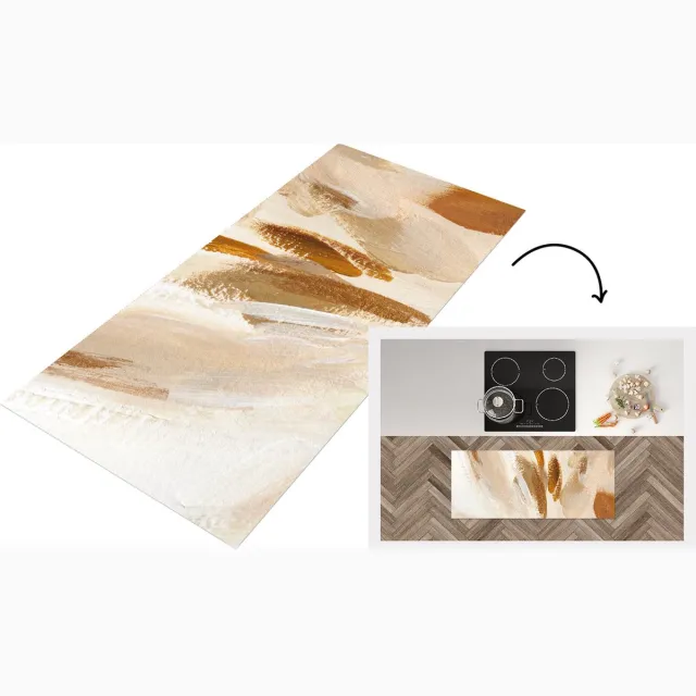 KitchenYeah Keukenloper - Loper keuken - Verf - Bruin - Beige - 120x50 cm - Keukenloper vinyl Multicolor