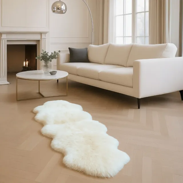 Infinity Leather Echte schapenvacht ivoor dubbel natuurlijk zijdeachtig zacht echt wollen tapijt Wit
