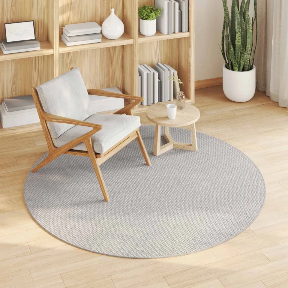 vidaXL Binnen kleed LUGO Crème en Grijs Ø 200 CM Polyester, foto 3