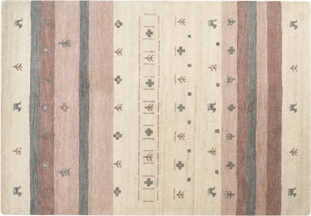 Beliani KARLI - Modern vloerkleed - Lichtbruin - Wol Beige