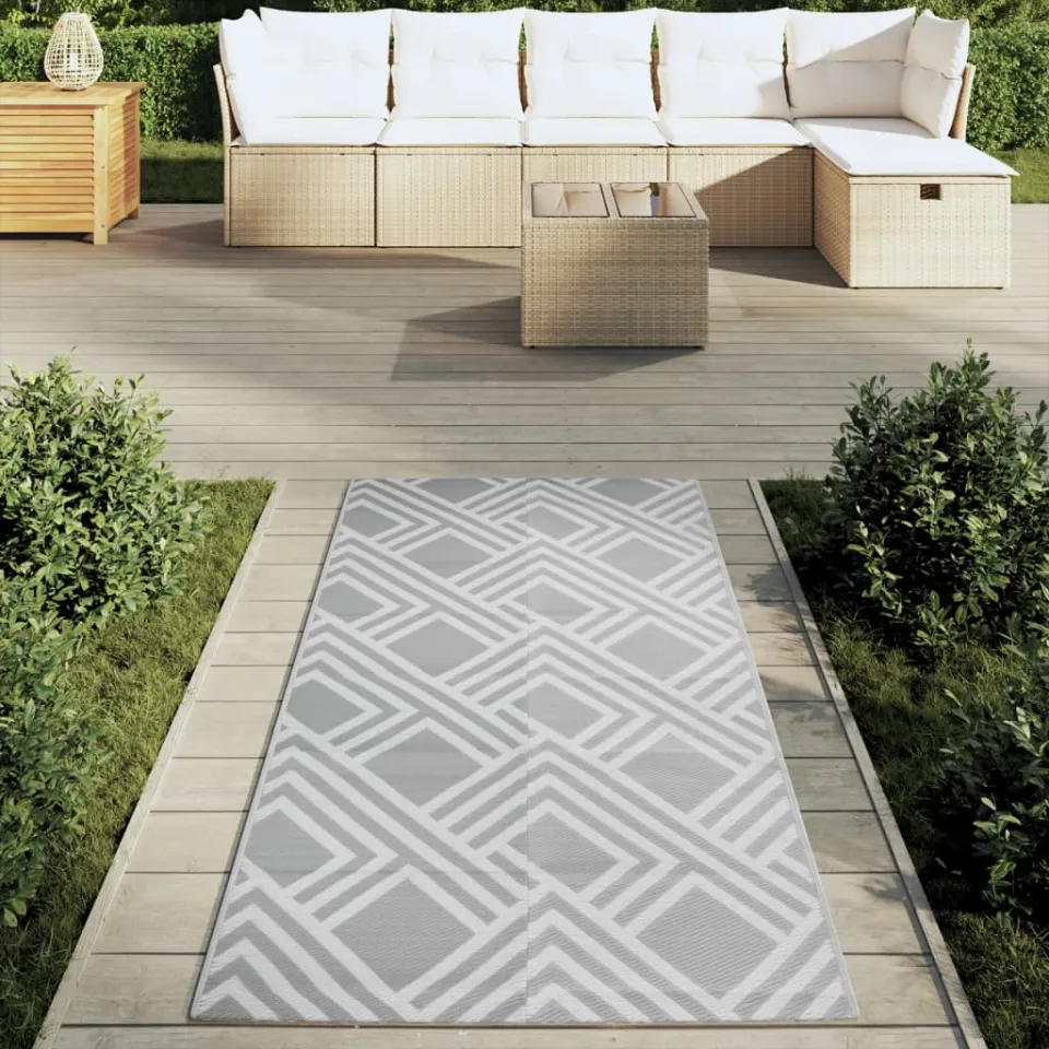 vidaXL Buitenkleed ARAKIL 80x150 cm PP grijs, foto 2