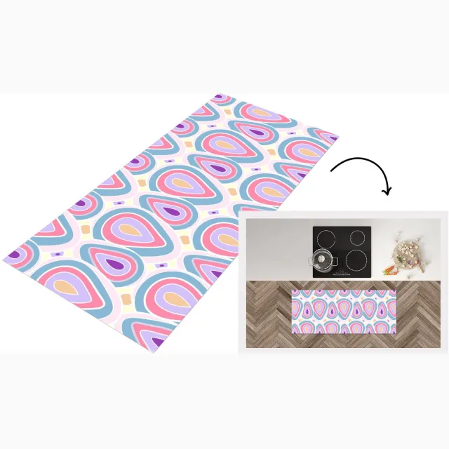KitchenYeah Keukenloper - Keukenmat vinyl Patroon - Agaat - Retro - Paars - Keukenmatten loper - Keuken vloerkleed tapijt