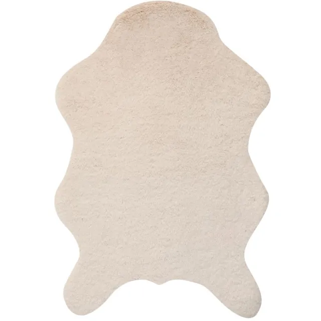 Linen & More Vloerkleed 'Portland' ( , Sand) Kunstvacht -imitatiebont Crème