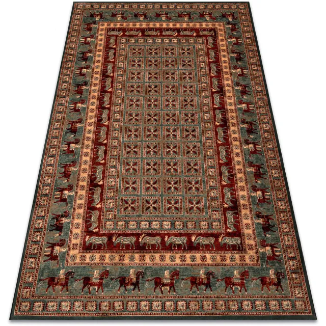 RUGSX Kleden Rugsx Wollen tapijt KASHQAI 4301 401 oosters, kader 80x160 cm Groen